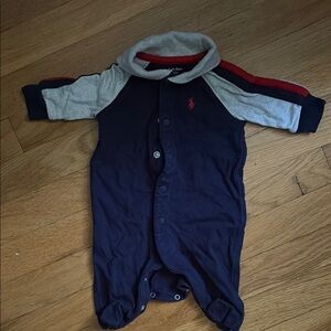 Ralph Lauren Blue and Gray Footie One Piece